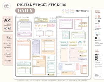 Pegatinas de widget DIARIO (Tonos pastel) para planificación digital / Goodnotes, Notability, PDF