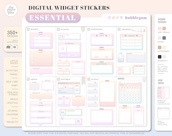 ESSENTIAL Widget Stickers  (Bubblegum) for Digital Planning | Goodnotes, Notability, PDF