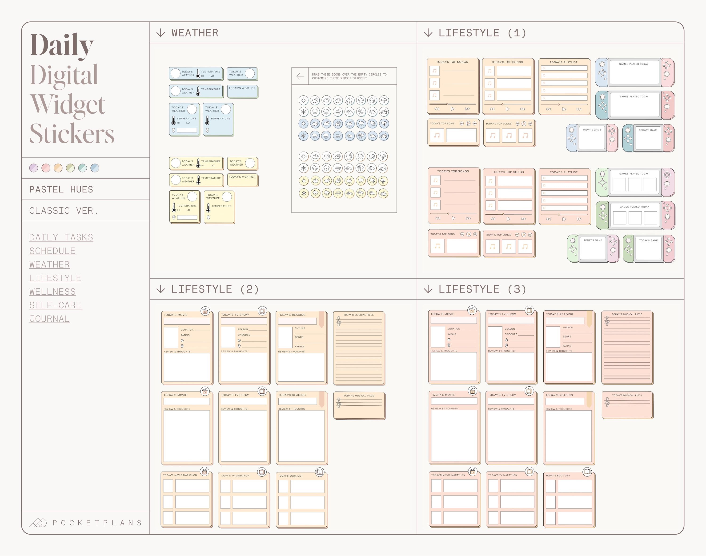 DAILY Widget Stickers (pastel Hues) for Digital Planning | Goodnotes ...