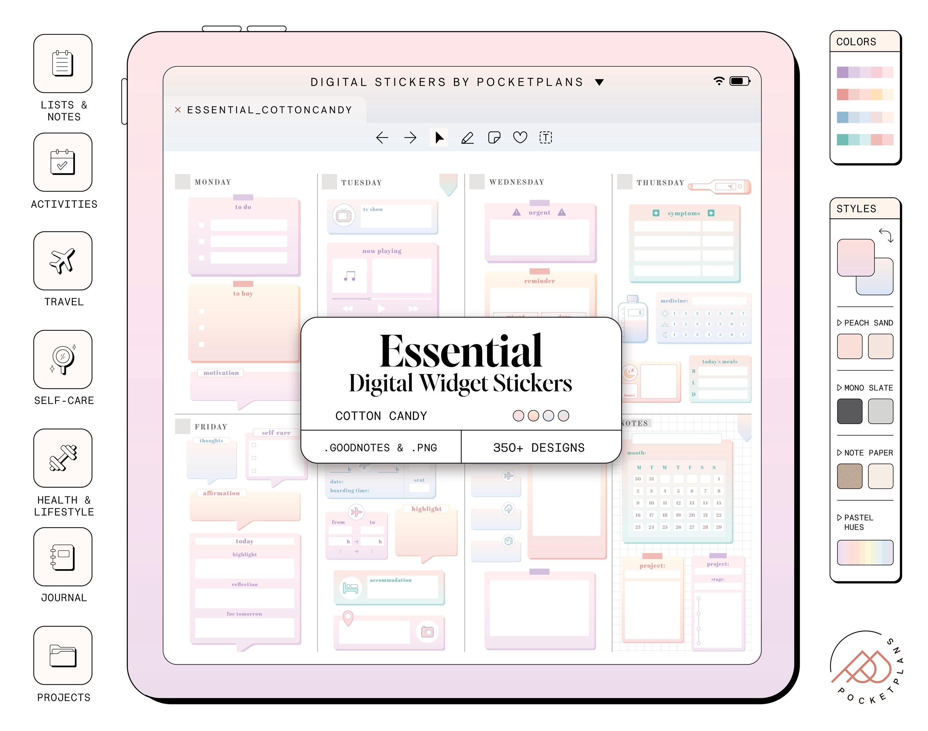 ESSENTIAL Widget Stickers (cotton Candy) for Digital Planning ...