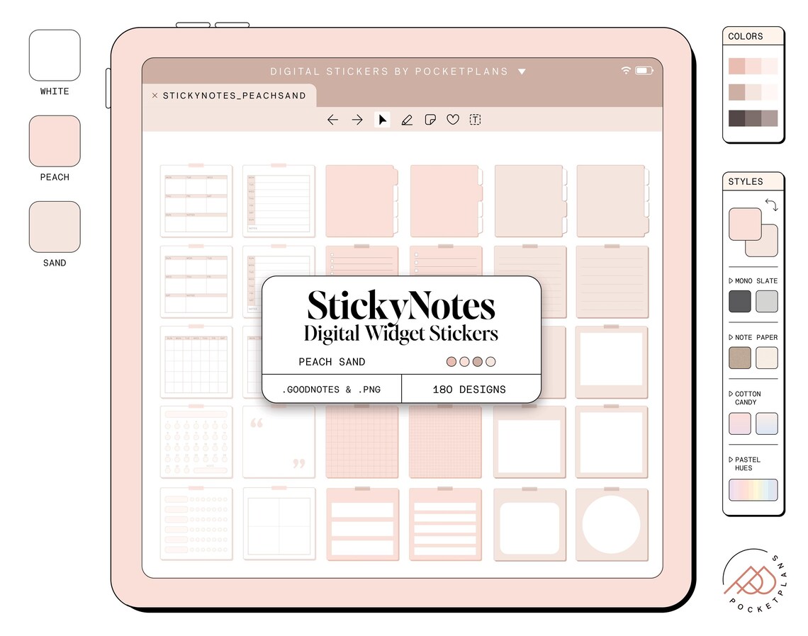 STICKY NOTES Digital Stickers (peach Sand) for Digital Planning ...