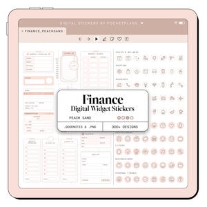 FINANCE-widgetstickers (perzikzand) voor digitale planning | Goodnotes, Notability, pdf
