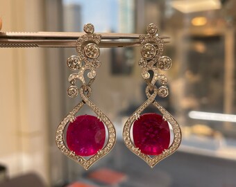 Chandelier Rubies and diamonds earrings