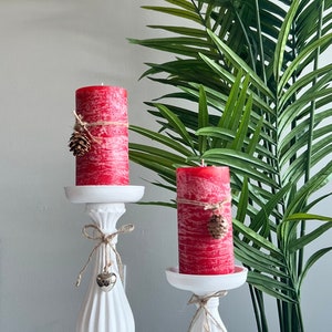 Rote Stumpenkerze für die Feiertage, Hochzeitskerze, Valentinstagskerze, Geschenk für Ihn, Geschenk für Sie, Home Decor