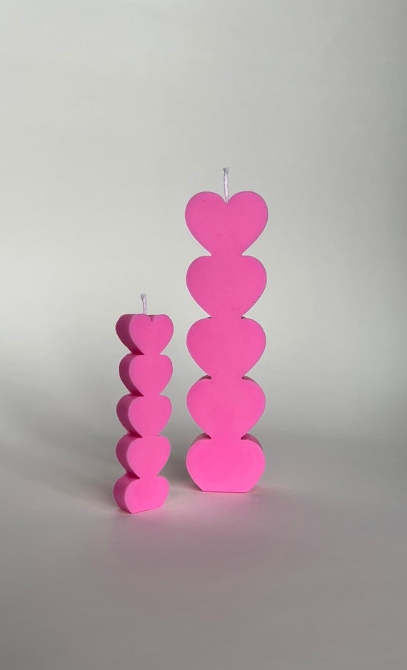 Long Heart Shape Candle Heart Shaped Pillar Candle Heart Candle Heart  Shaped Candle Pastel Candles Home Decor Cute Candle 