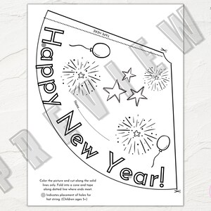 New Year's Eve Printable Hat | Kids New Years Party Hat | Children's ...