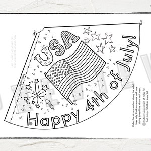 4th of July Activity | Printable Party Hat Craft | Kid's Independence Day Coloring Page | Paper ...