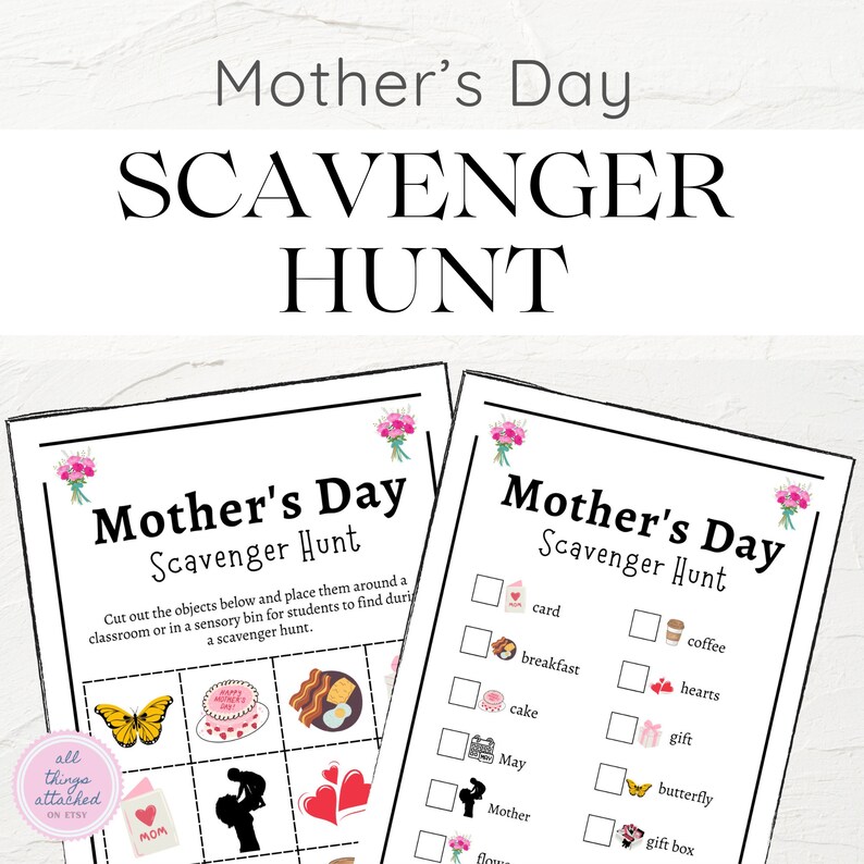 Mother's Scavenger Hunt | Printable Mother's Day Activity for Kids | Mother's Day Game for Kids | Picture Scavenger Hunt image 1