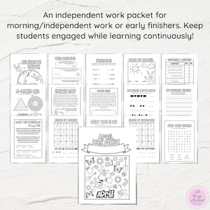 2nd 3rd 4th Grade Worksheets | Early Finishers Work Packet for April ...