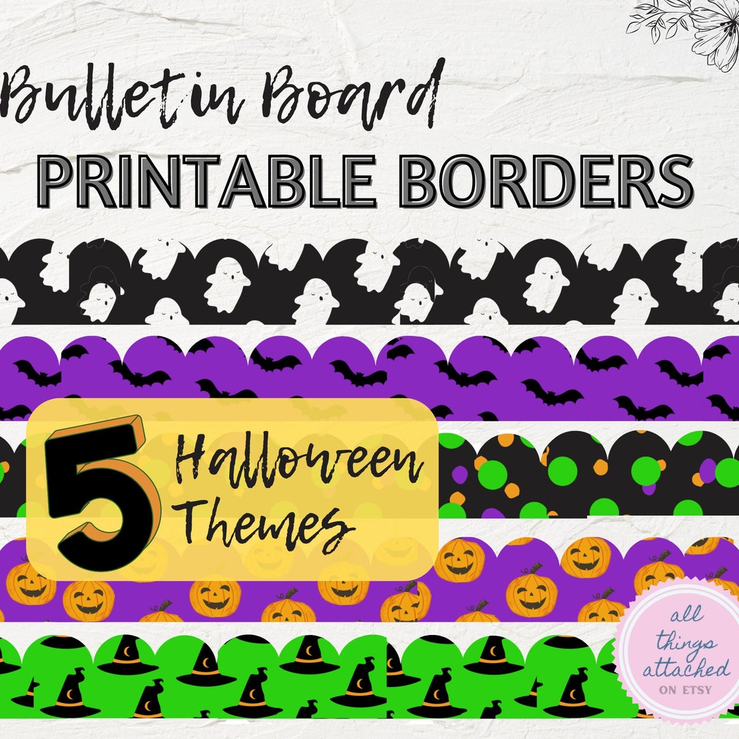 Halloween Bulletin Board Printable Borders Halloween Themed Colors Etsy Halloween Bulletin Board Printable Borders Halloween Themed Colors Etsy