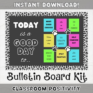 Prikbordidee voor positiviteit in de klas | Afdrukbare bulletinboardkit | Bulletin leuk klaslokaaldecoratie | Positivismebord in de klas