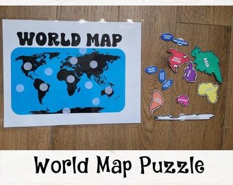 Continents and Oceans Printable Puzzle | World Geography Map Activity | Social Studies Geography Activity |  Learn the Continents and Oceans