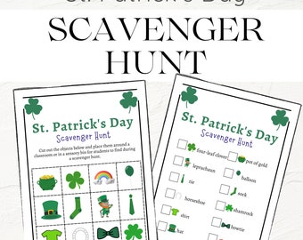 Chasse au trésor de la Saint-Patrick | Activité imprimable de la Saint Patrick pour les enfants | Jeu de la Saint-Patrick | Chasse au trésor en images