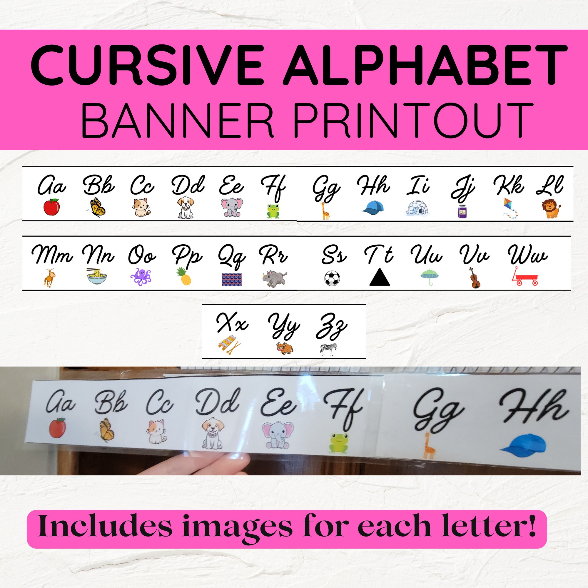 Cursive Alphabet Printout Cursive Letter Wall Poster A-Z Homeschool Classroom Cursive Alphabet Letters - Etsy