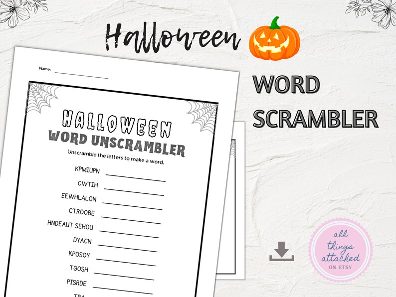Halloween Game Halloween Activity Word Scramble Etsy