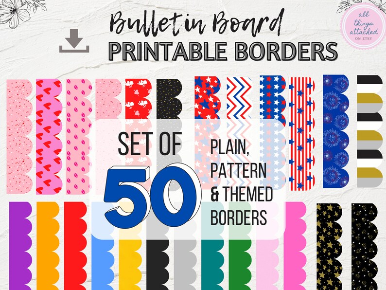 Printable Bulletin Borders 50 Bulletin Board Borders Etsy