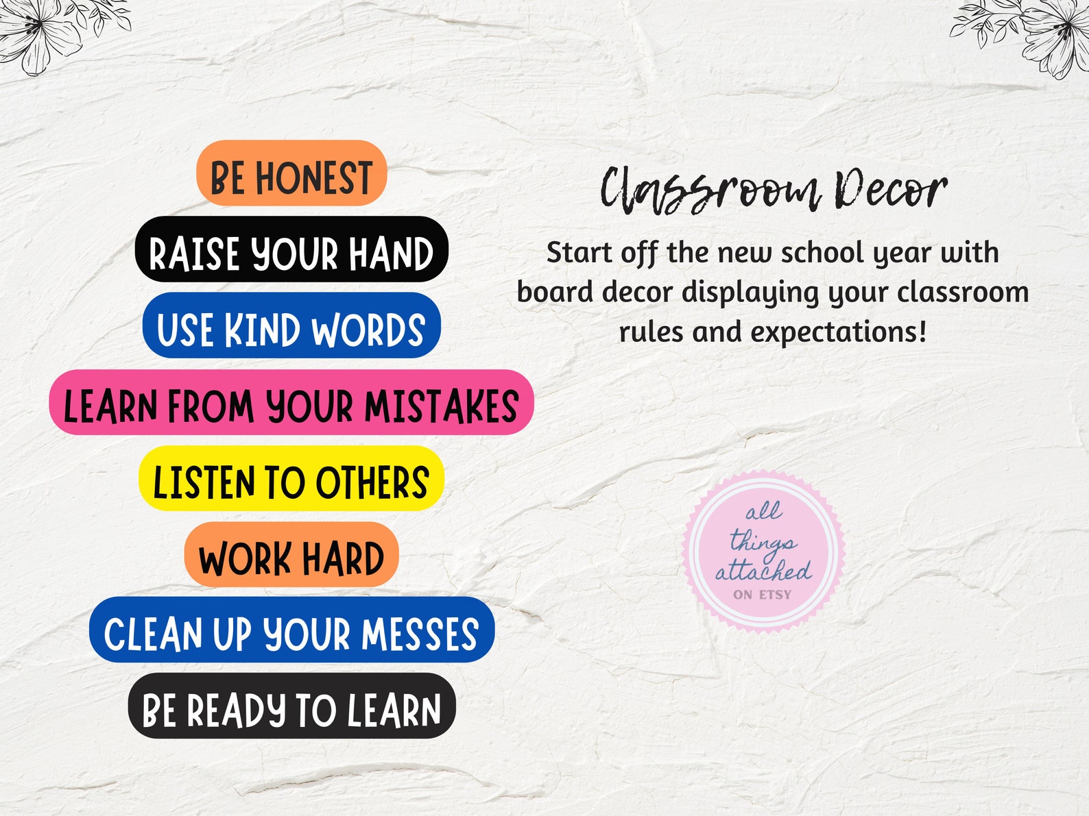 Classroom Rules Bulletin Board Idea Printable Bulletin Board Kit