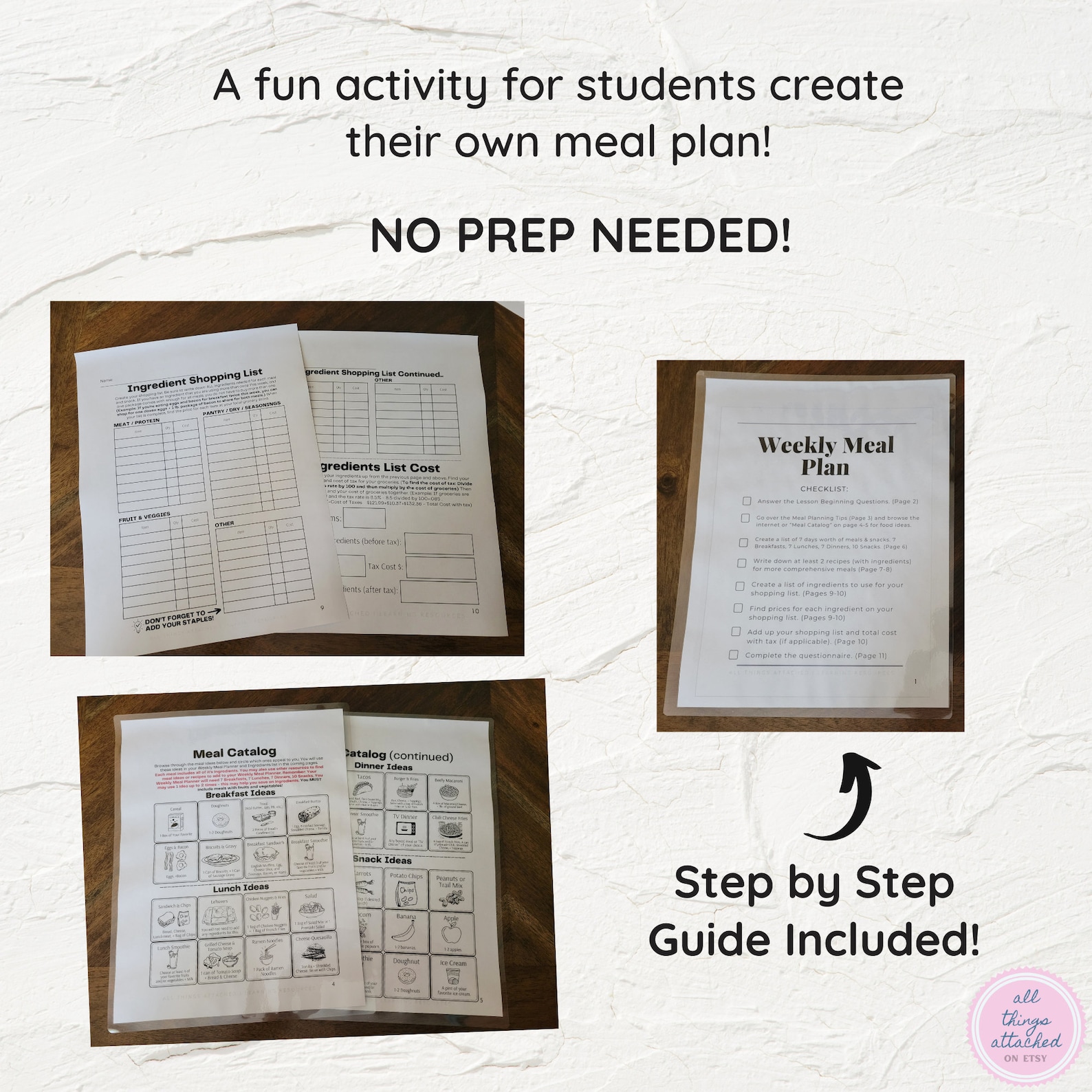 Printable Life Skills Lesson | Kids Meal Planning Activity | NO PREP ...