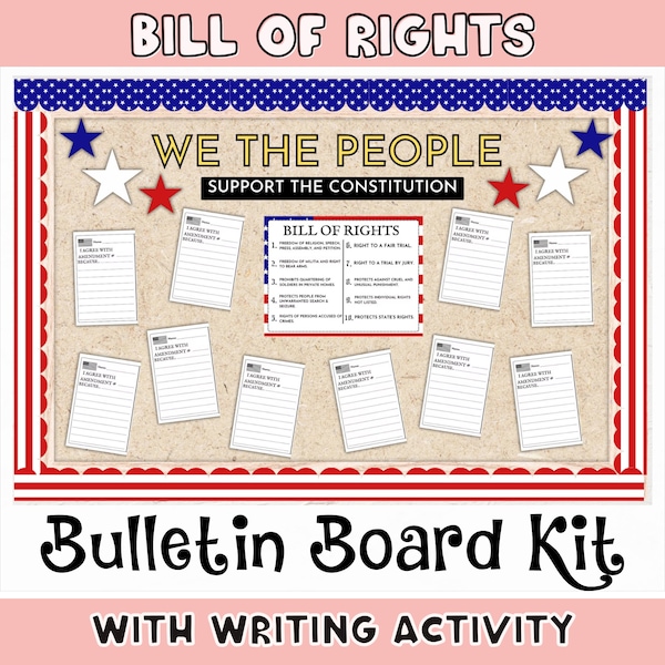 Constitution Bulletin Board Idea | Printable Bill of Rights Bulletin Board Kit | Classroom Learning the Bill of Rights Activity