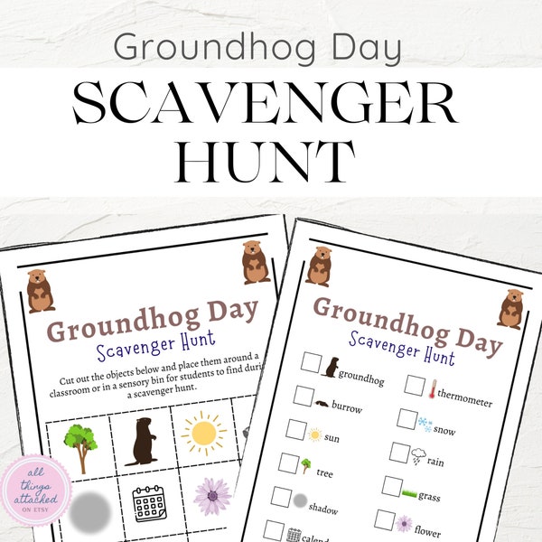 Groundhog Day Scavenger Hunt | Printable Groundhog Day Activity for Kids | Groundhog Day Game | Picture Scavenger Hunt