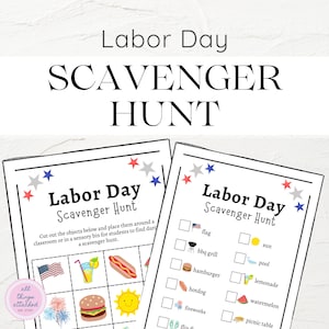 Labor Day Scavenger Hunt | Printable Labor Day Day Activity for Kids | BBQ Party Game for Kids | Picture Scavenger Hunt