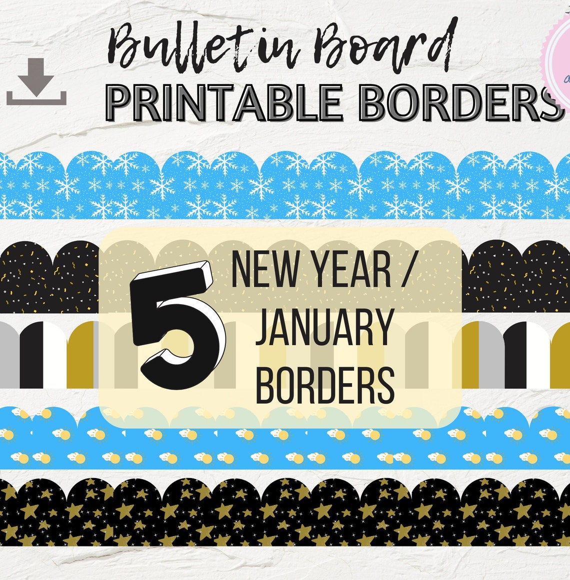 New Years Printable Borders January Bulletin Board Borders Printable ...