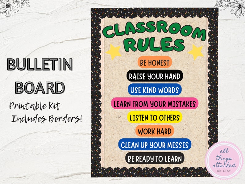 Classroom Rules Bulletin Board Idea Printable Bulletin Board Kit Classroom Expectations New