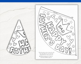 Father's Day Printable Hat | Fathers Day Paper Cone Hat | Printable Fathers Day Hat Craft Activity