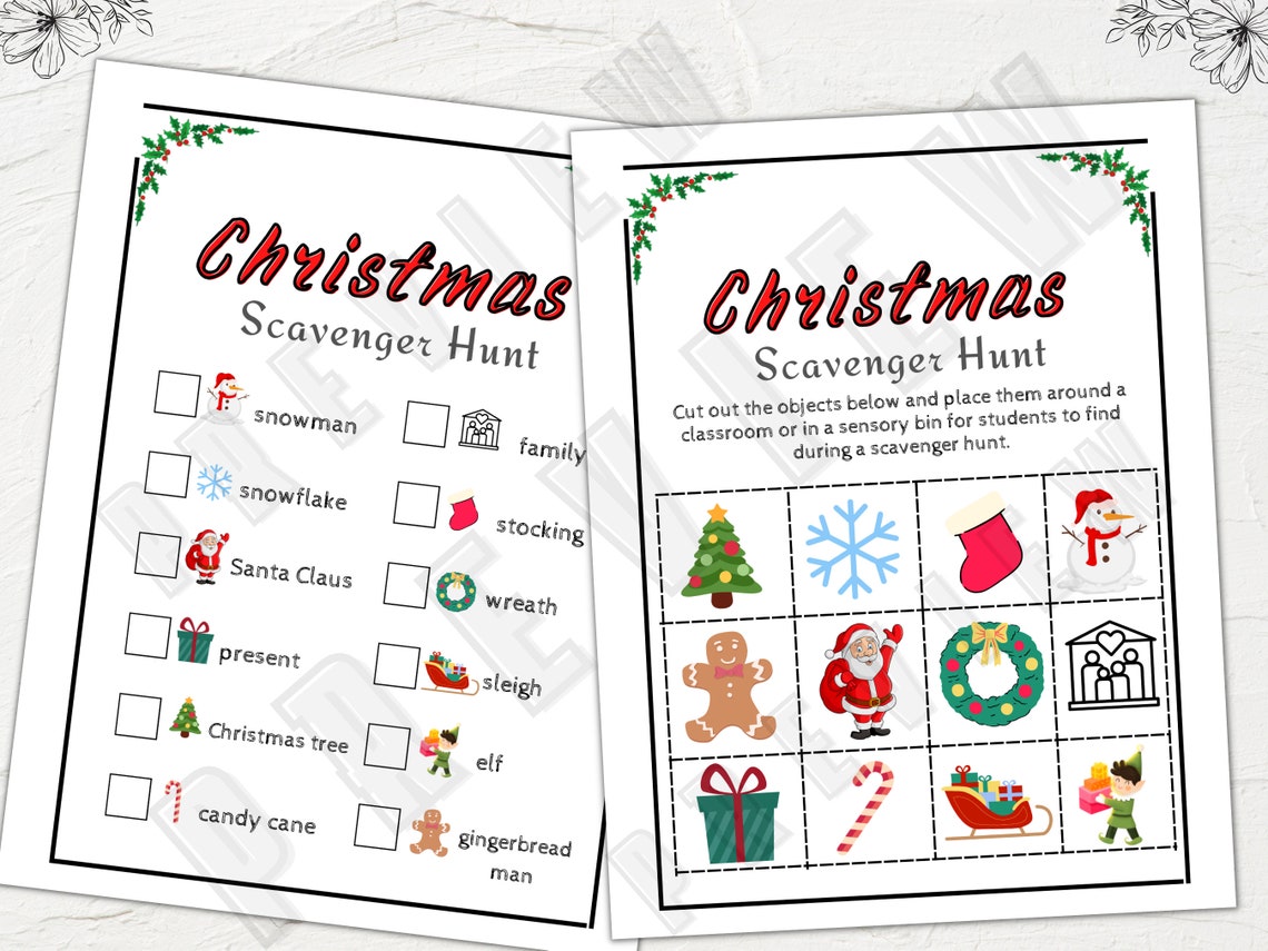Christmas Scavenger Hunt Printable Christmas Game Kids Christmas