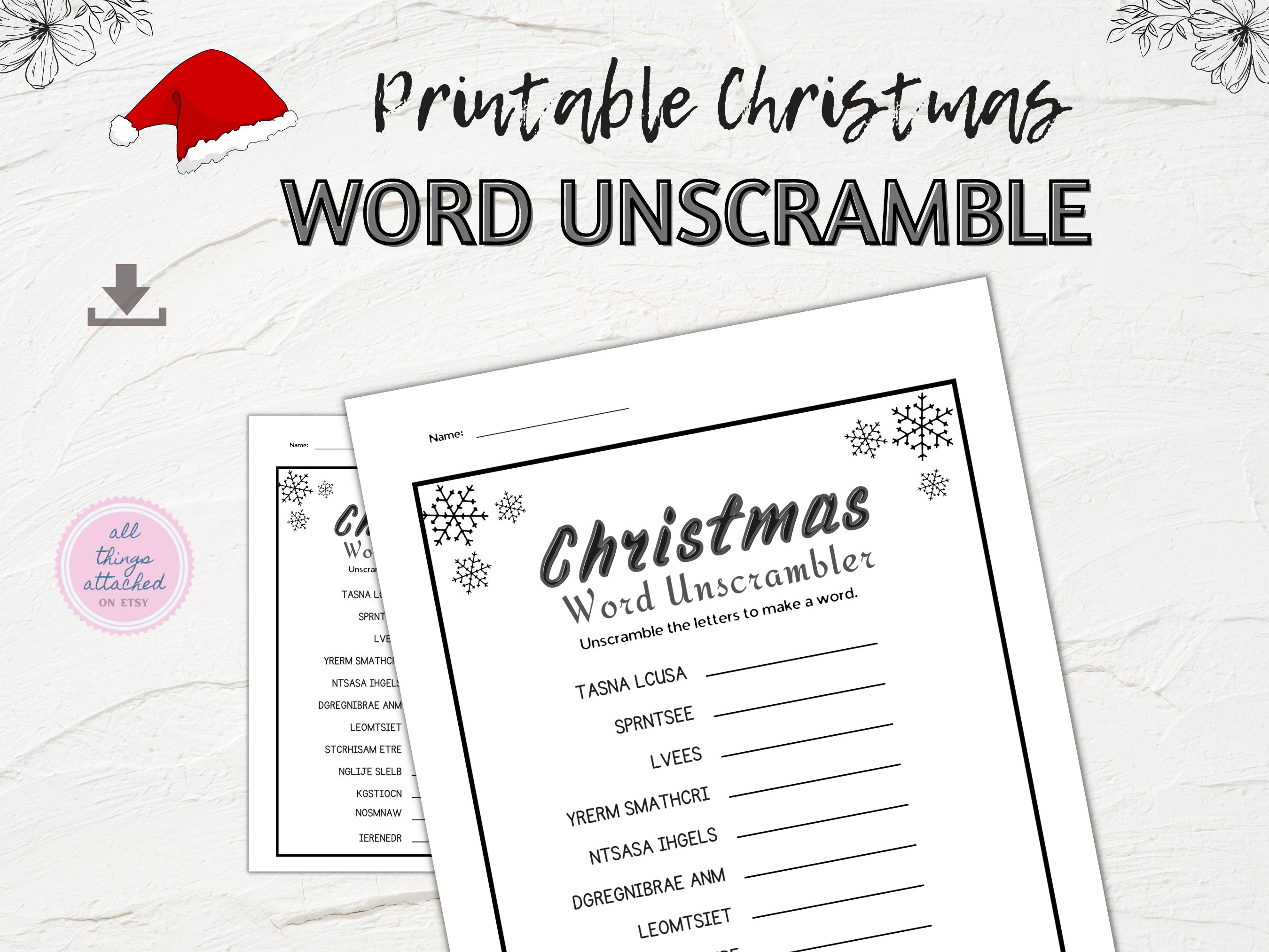 Christmas games christmas activity word scramble printable worksheet