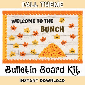 Fall Themed Bulletin Board Set | Printable Back To School Board Kit | Welcome To The Bunch | Leaf Board Decor
