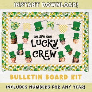 St Patrick&#39;s Day Bulletin Board Kit | Printable Bulletin Board Decor | March Classroom Door Decor | March Bulletin Board for Classroom