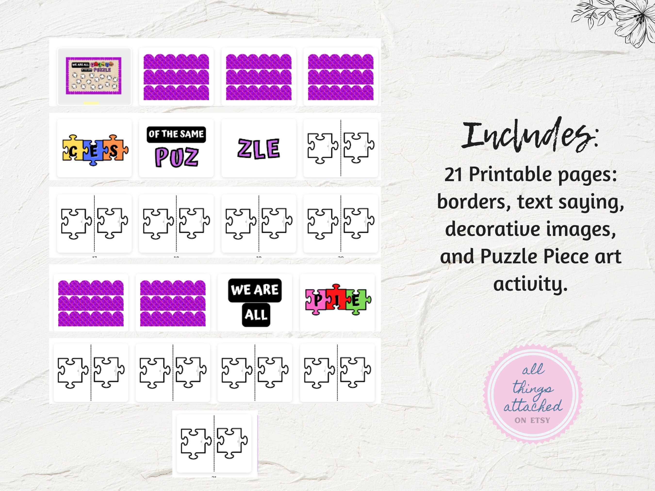 Puzzle Pieces Classroom Board Printable Bulletin Board Kit We Are All