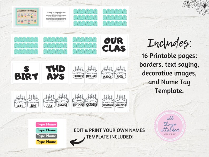 Birthdays Bulletin Board Idea Printable Bulletin Board Kit Etsy