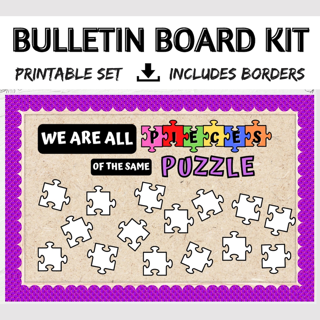 Puzzle Pieces Classroom Board Printable Bulletin Board Kit We Are All