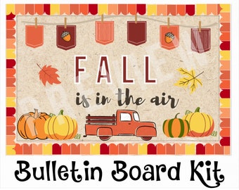 Tablón de anuncios de otoño / Juego de tableros imprimibles con temática de calabaza / Decoración otoñal para el aula / El otoño está en el aire