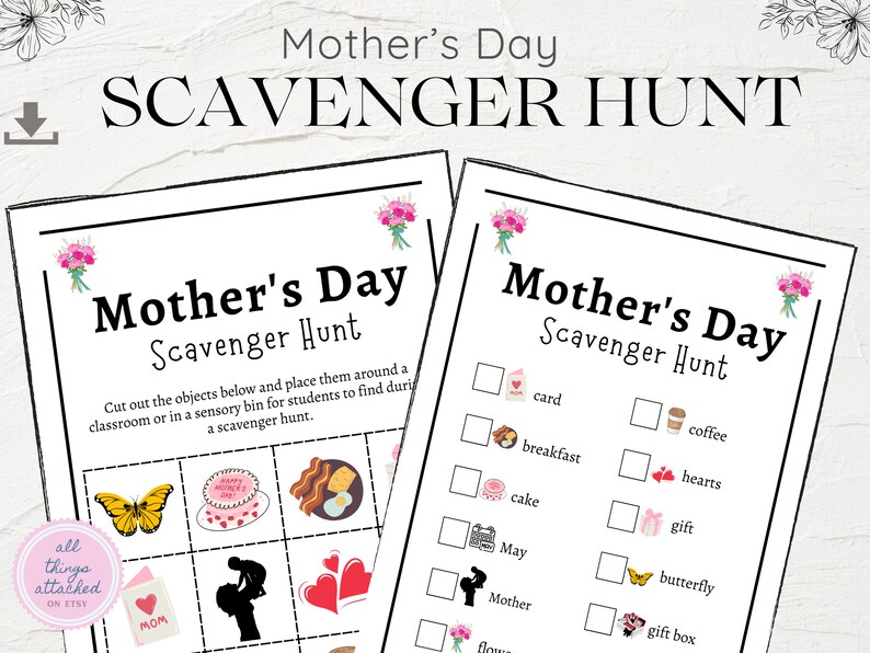 Mother's Scavenger Hunt | Printable Mother's Day Activity for Kids | Mother's Day Game for Kids | Picture Scavenger Hunt image 2