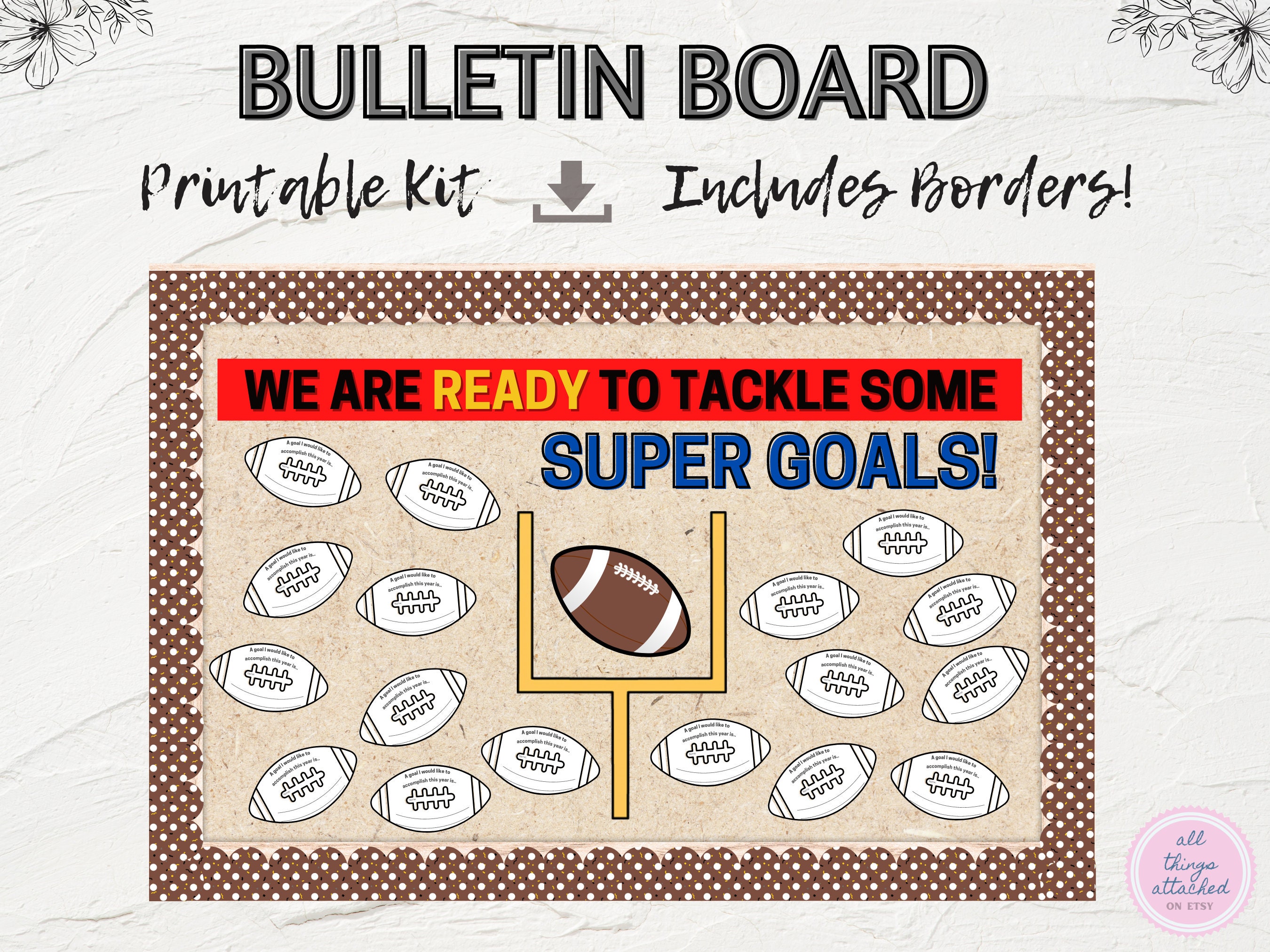 Football Bulletin Board Set Printable Bulletin Board Kit for Etsy