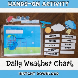 Activité météo pour les enfants | Carte météo imprimable | Activité météo du matin pour l'école maternelle à la maison | Activité météo pour la maternelle