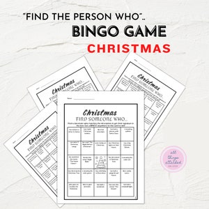 Christmas Games | Printable Christmas Bingo | Christmas Activity | Find The Guest Who | Find Someone Who Bingo |