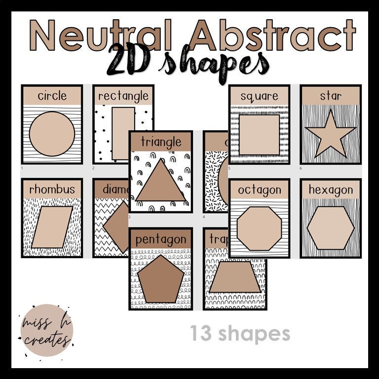 Neutral Abstract 2D Shapes Posters - Etsy