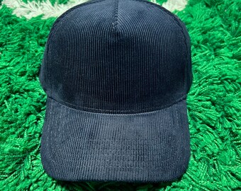 Velluto a coste blu scuro - Cappellini Snapback a 5 pannelli / Pelle scamosciata / Baseball / Trucker / Regolabili / SnapBack / Uni Sex Adult