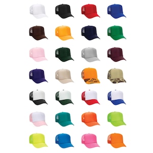 Blank Otto Trucker Hats High Profile in All Colors / Trucker/ Foam Front Cap / Adjustable / SnapBack / 5 Panel Mesh Back STYLE 39-165