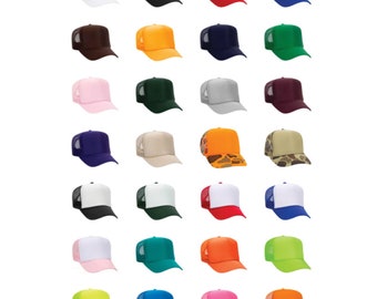 Blank Otto Trucker Hats High Profile in All Colors / Trucker/ Foam Front Cap / Adjustable / SnapBack / 5 Panel Mesh Back STYLE 39-165