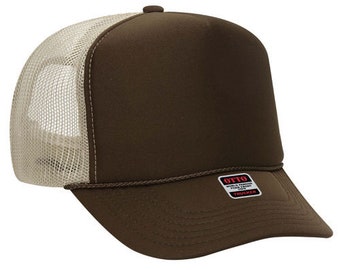 BROWN / KHAKI - Otto Trucker Hats High Profile in All Colors / Trucker/ Foam Front Cap / Adjustable / SnapBack / 5 Panel Mesh STYLE 39-165