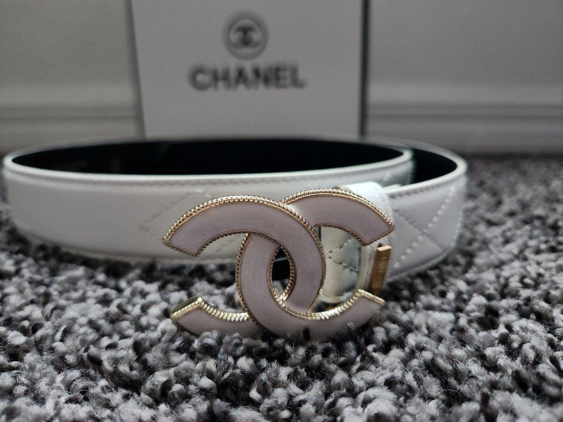Vintage Chanel White Belt 