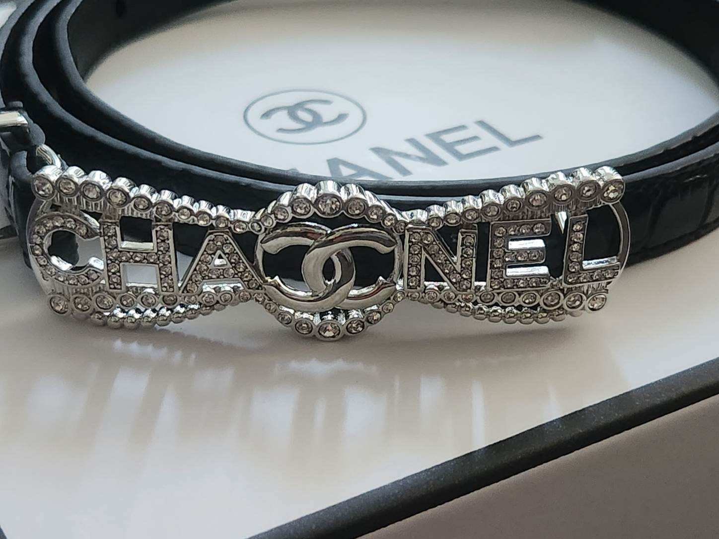 Vintage CHANEL CC Monogram Letters Webbing Belt Strap 