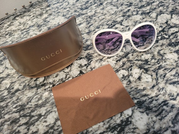 Vintage Bamboo Gucci White With Gold Sunglasses - image 7