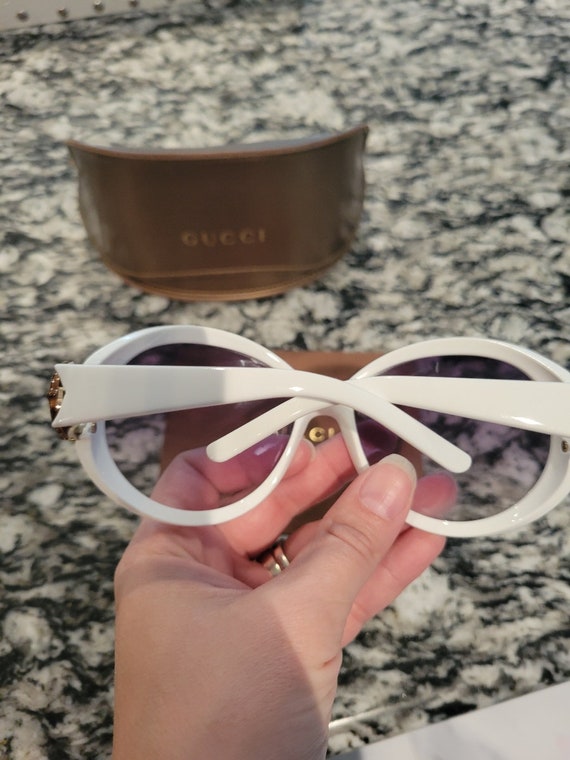 Vintage Bamboo Gucci White With Gold Sunglasses - image 2