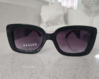 Vintage Y2K Chanel Black Rectangle Sunglasses Classic CC Logo